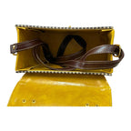 Vegan Leather Satchel – Handmade Mustard Yellow Crossbody Bag With Houndstooth by navichi