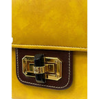 Yellow Vegan Leather Bag - Handmade Mini Satchel With Gold Hardware Clasp by navichi