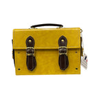 Vegan Leather Satchel – Handmade Mustard Yellow Bag With Gold Hardware Purse by navichi