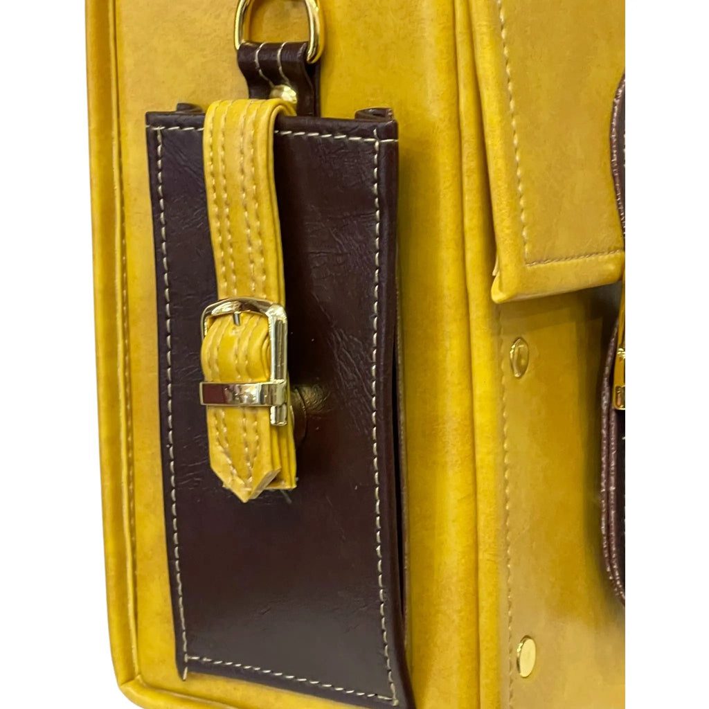 Vegan Leather Satchel – Handmade Mustard Yellow Bag With Gold Hardware Purse by navichi