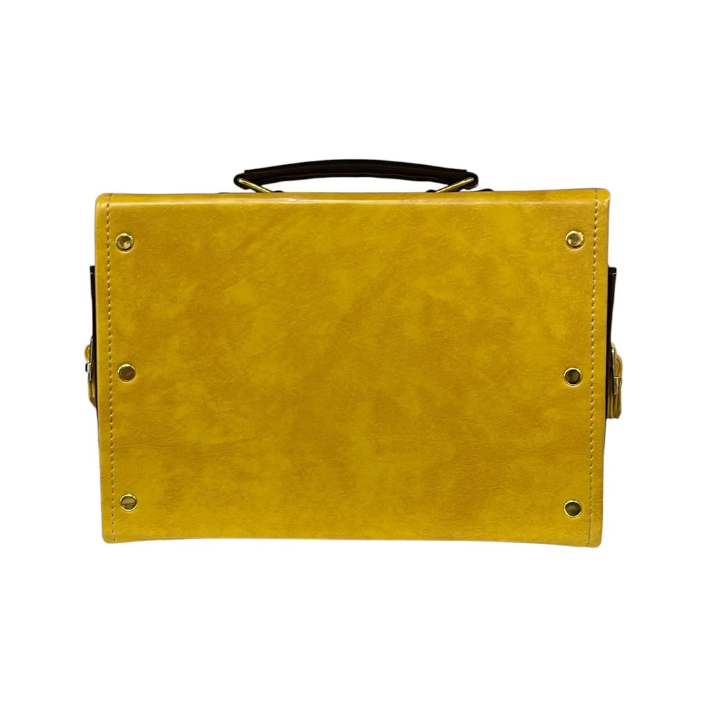 Vegan Leather Satchel – Handmade Mustard Yellow Bag With Gold Hardware Purse by navichi