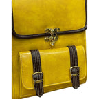 Vegan Leather Backpack – Mustard Yellow Handmade Satchel Bag with Gold Hardware by navichi