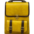 Vegan Leather Backpack – Mustard Yellow Handmade Satchel Bag with Gold Hardware by navichi