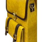Vegan Leather Backpack – Mustard Yellow Handmade Satchel Bag with Gold Hardware by navichi