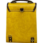 Vegan Leather Backpack – Mustard Yellow Handmade Satchel Bag with Gold Hardware by navichi
