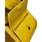 Vegan Leather Backpack – Mustard Yellow Handmade Satchel Bag with Gold Hardware by navichi