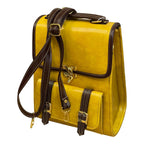 Vegan Leather Backpack – Mustard Yellow Handmade Satchel Bag with Gold Hardware by navichi