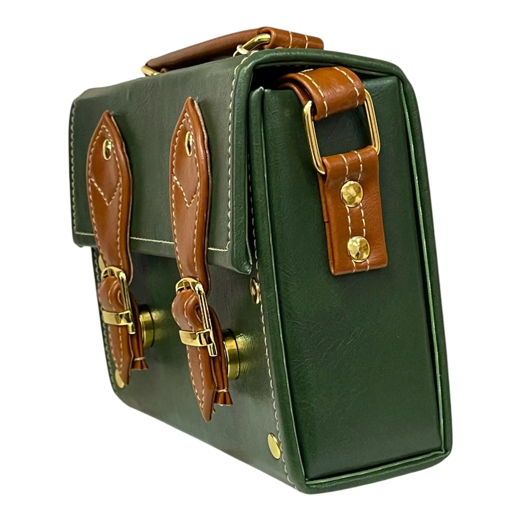 Vegan Leather Satchel | Compact Lightweight Handmade Mini Crossbody Bag With Gold Buckles by navichi