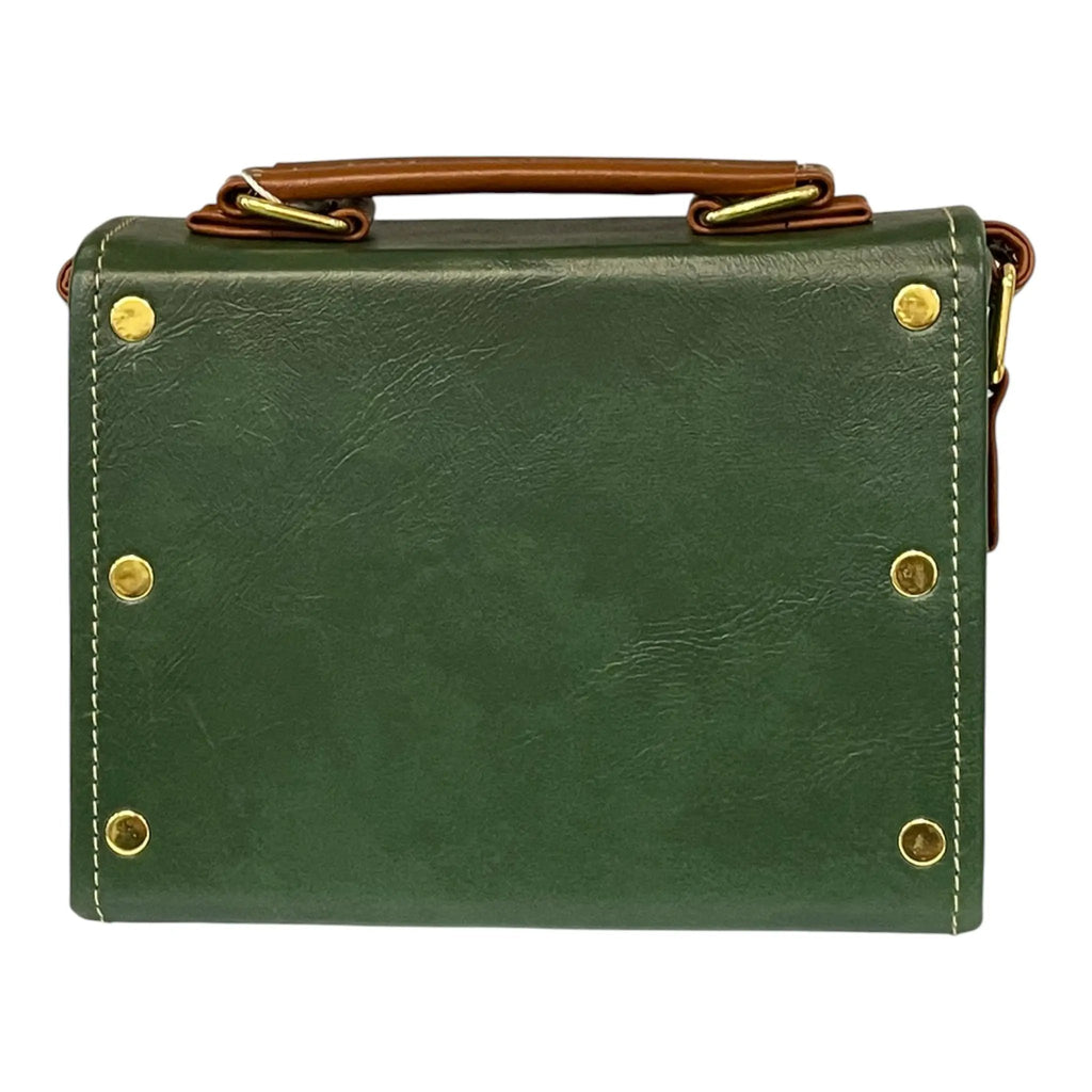 Vegan Leather Satchel | Compact Lightweight Handmade Mini Crossbody Bag With Gold Buckles by navichi
