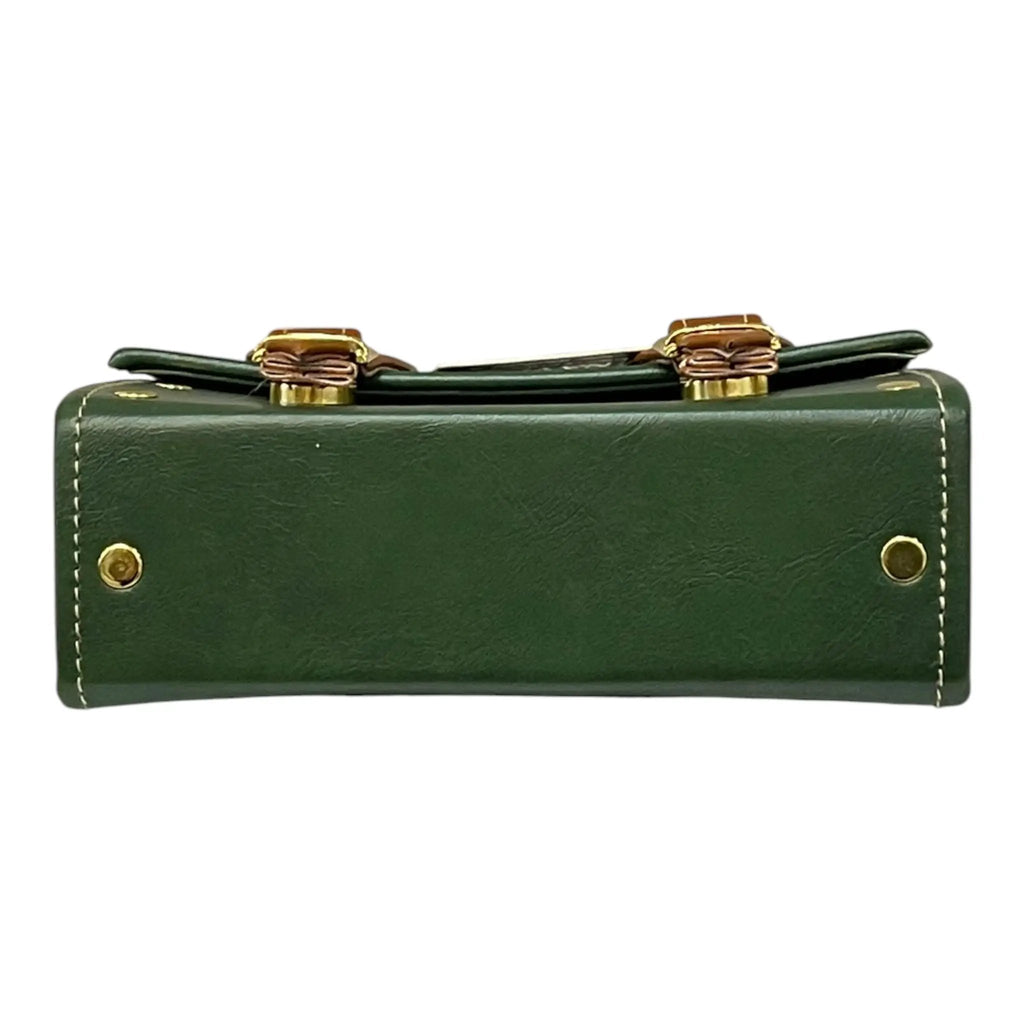 Vegan Leather Satchel | Compact Lightweight Handmade Mini Crossbody Bag With Gold Buckles by navichi