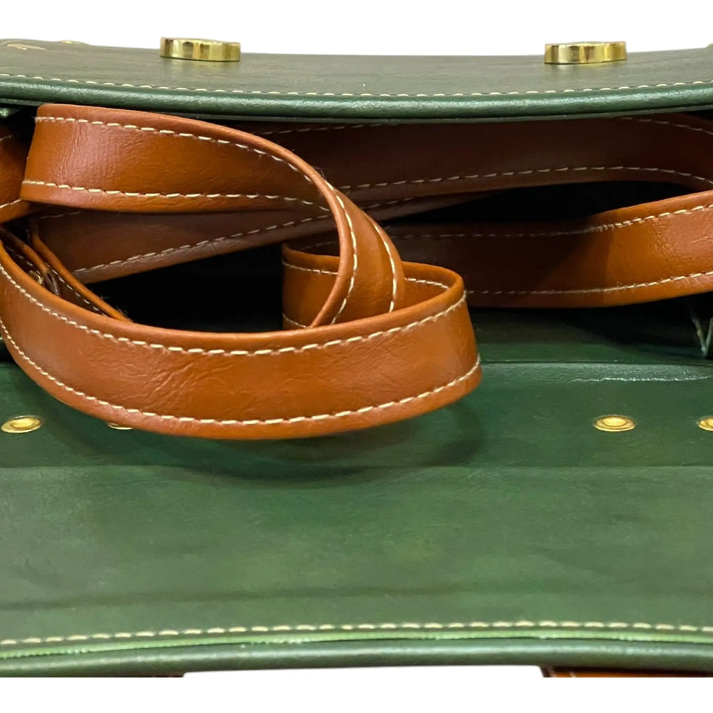 Vegan Leather Satchel | Compact Lightweight Handmade Mini Crossbody Bag With Gold Buckles by navichi