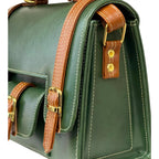Vegan Leather Satchel – Handmade Green Satchel Bag With Adjustable Strap & Vintage Crossbody Design by navichi