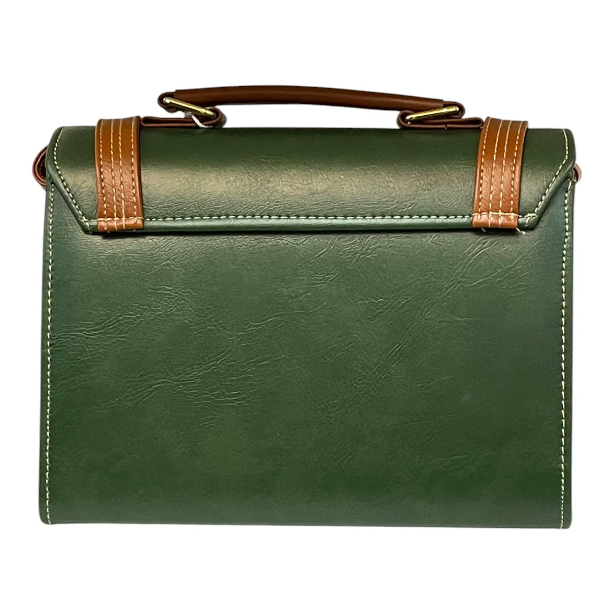 Vegan Leather Satchel – Handmade Green Satchel Bag With Adjustable Strap & Vintage Crossbody Design by navichi