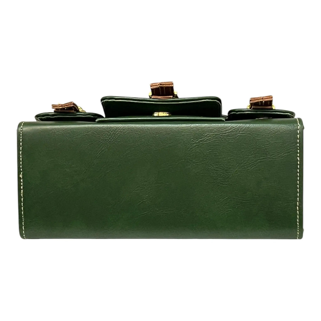 Vegan Leather Satchel – Handmade Green Satchel Bag With Adjustable Strap & Vintage Crossbody Design by navichi