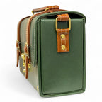 Vegan Leather Bag – Handmade Structured Box Bag With Forest Green & Caramel Brown by navichi