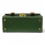 Vegan Leather Bag – Handmade Structured Box Bag With Forest Green & Caramel Brown by navichi