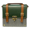Vegan Leather Handbag – Forest Green Purse with Gold Twist Lock & Detachable Strap by navichi