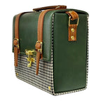 Vegan Leather Handbag – Forest Green Purse with Gold Twist Lock & Detachable Strap by navichi
