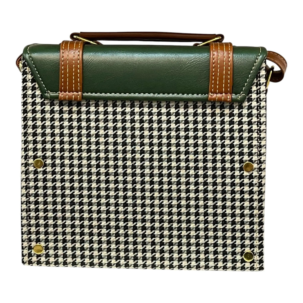 Vegan Leather Handbag – Forest Green Purse with Gold Twist Lock & Detachable Strap by navichi