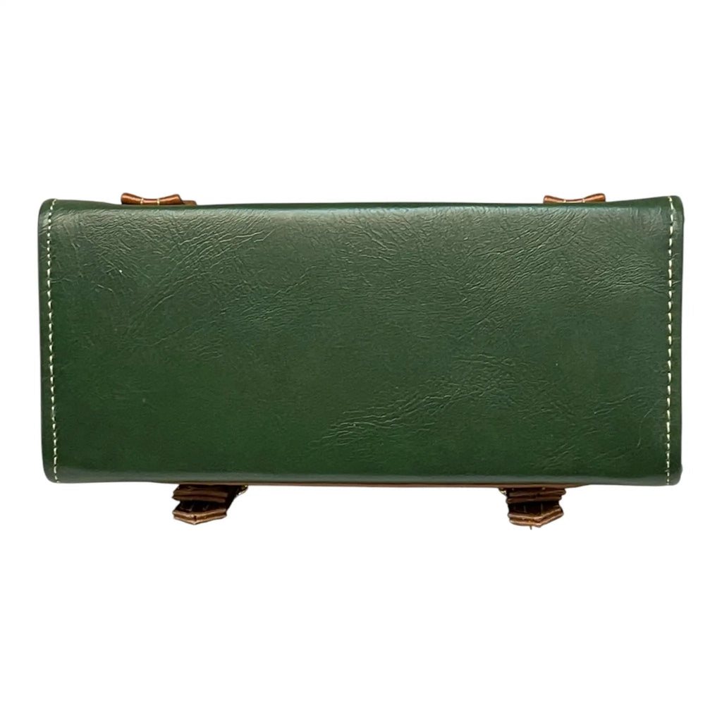 Handmade Vegan Leather Handbag – Forest Green Purse With Gold Hardware & Detachable Strap by navichi
