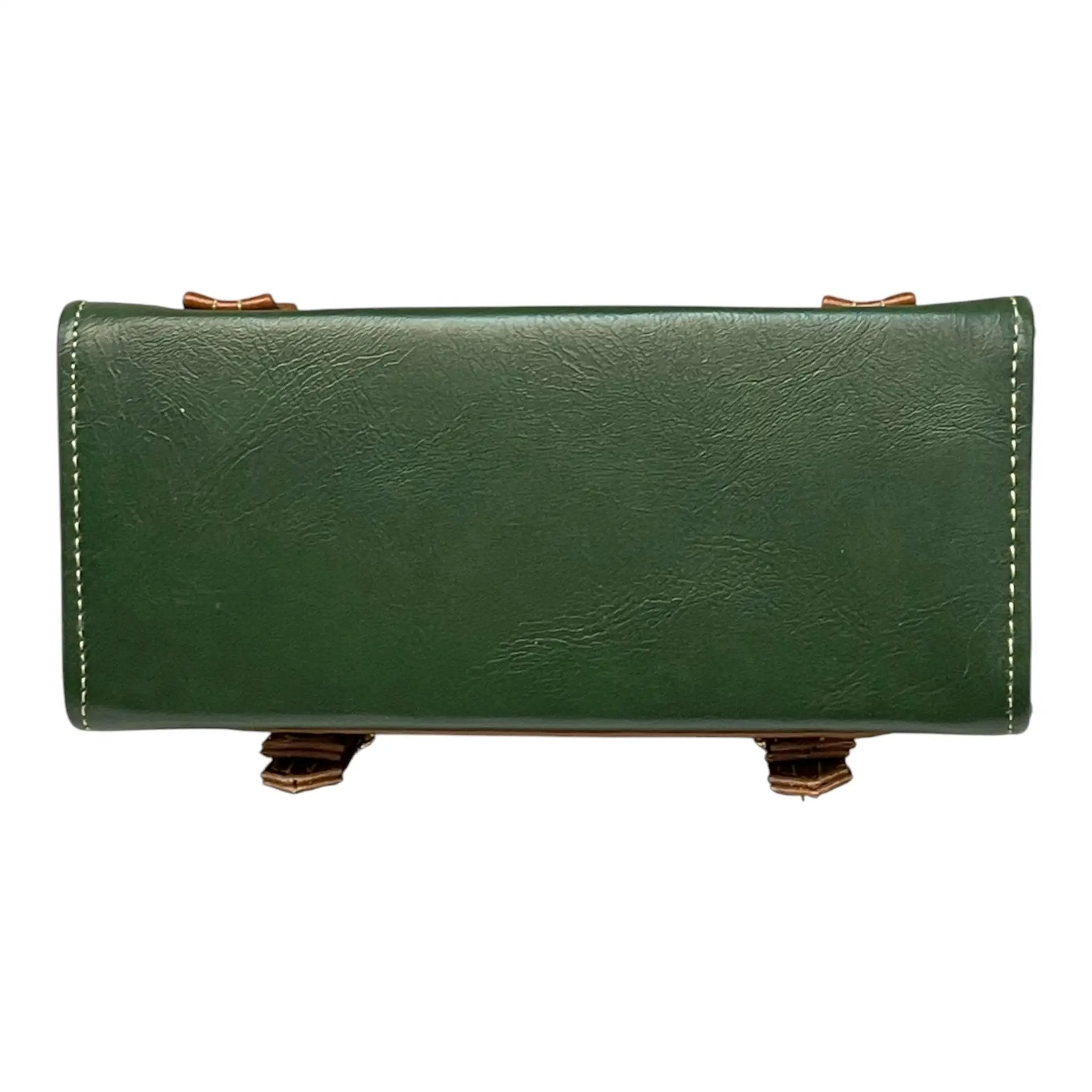 Handmade Vegan Leather Handbag – Forest Green Purse With Gold Hardware & Detachable Strap by navichi