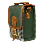 Handmade Vegan Leather Handbag – Green Brown Houndstooth Purse | Eco Friendly Shoulder Bag 19x13x9 cm by navichi
