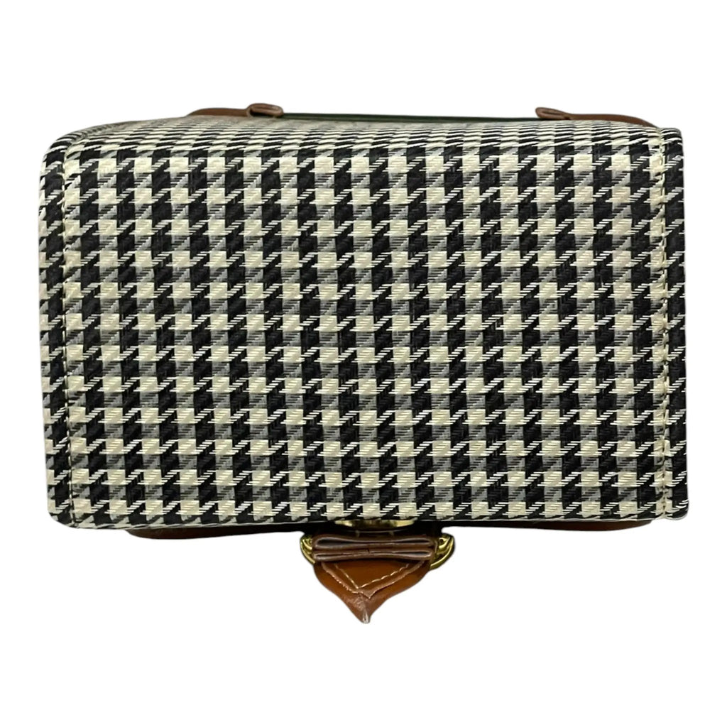 Handmade Vegan Leather Handbag – Green Brown Houndstooth Purse | Eco Friendly Shoulder Bag 19x13x9 cm by navichi