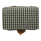 Handmade Vegan Leather Handbag – Green Brown Houndstooth Purse | Eco Friendly Shoulder Bag 19x13x9 cm by navichi