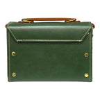 Vegan Leather Satchel – Handmade Green Brown Mini Crossbody Bag with Gold Buckle Closure by navichi