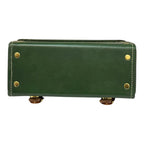 Vegan Leather Satchel – Handmade Green Brown Mini Crossbody Bag with Gold Buckle Closure by navichi