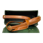 Vegan Leather Satchel – Handmade Green Brown Mini Crossbody Bag with Gold Buckle Closure by navichi