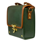 Vegan Leather Mini Satchel – Forest Green Compact Crossbody Bag With Gold Hardware by navichi