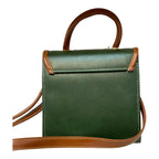 French Vegan Leather Handbag – Handmade Structured Mini Bag | Green Cream Brown by navichi