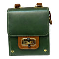 Vegan Leather Mini Satchel – Forest Green Structured Crossbody Bag with Black Clasp by navichi