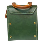 Vegan Leather Mini Satchel – Forest Green Structured Crossbody Bag with Black Clasp by navichi