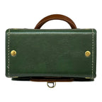 Vegan Leather Mini Satchel – Forest Green Structured Crossbody Bag with Black Clasp by navichi