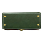 Vegan Leather Satchel – Handmade Houndstooth Crossbody Bag | Forest Green & Tan 21x14x9 cm by navichi