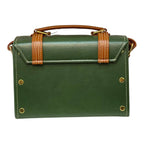 Vegan Leather Box Bag – Handmade Forest Green Purse with Gold Hardware | Structured Handbag by navichi