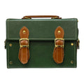 Vegan Leather Handbag – Handmade French Satchel Bag | Forest Green & Caramel Brown by navichi