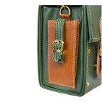 Vegan Leather Handbag – Handmade French Satchel Bag | Forest Green & Caramel Brown by navichi
