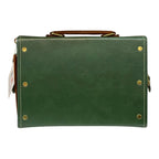 Vegan Leather Handbag – Handmade French Satchel Bag | Forest Green & Caramel Brown by navichi