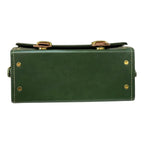 Vegan Leather Handbag – Handmade French Satchel Bag | Forest Green & Caramel Brown by navichi