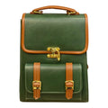 Vegan Leather Backpack – Handmade French Green Brown Structured Mini Bag With Gold Hardware by navichi
