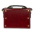Vegan Leather Mini Satchel – Handmade Burgundy & Navy Purse with Gold Buckles by navichi