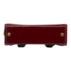 Vegan Leather Mini Satchel – Handmade Burgundy & Navy Purse with Gold Buckles by navichi