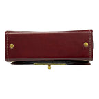 Vegan Leather Crossbody Bag – Handmade Burgundy Small Structured Purse with Gold Hardware by navichi