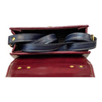 Vegan Leather Crossbody Bag – Handmade Burgundy Small Structured Purse with Gold Hardware by navichi