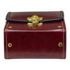 Vegan Leather Crossbody Handmade Bag – Burgundy Gold Lock Compact Shoulder Bag by navichi