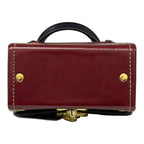 Vegan Leather Crossbody Handmade Bag – Burgundy Gold Lock Compact Shoulder Bag by navichi