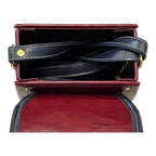 Vegan Leather Crossbody Handmade Bag – Burgundy Gold Lock Compact Shoulder Bag by navichi